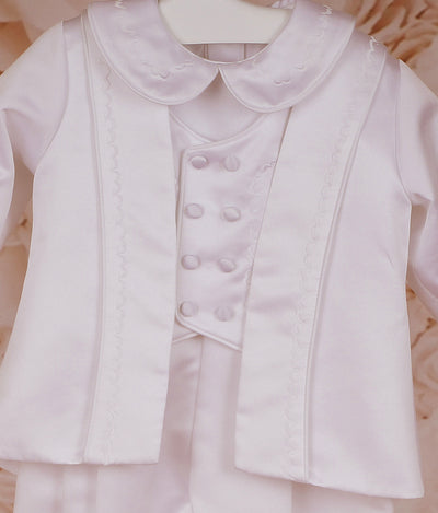 Boy's White Christening Romper Suit with Jacket