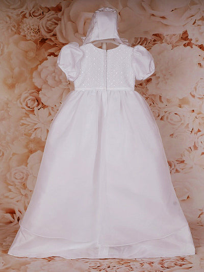 Sweetie Pie Christening Gown with Sequin Detail and Matching Bonnet i4037c