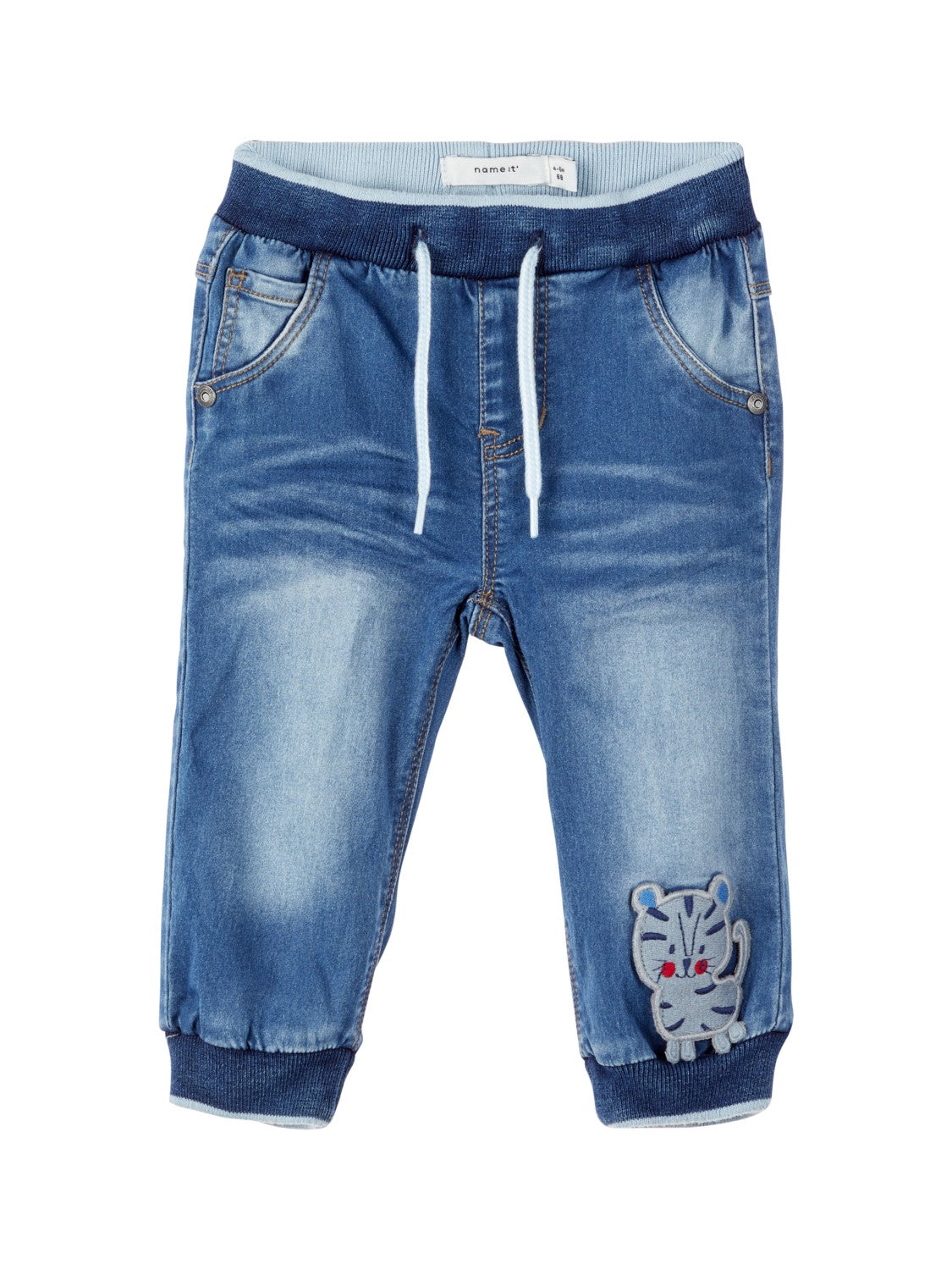 Baby Boy Soft Denim Jeans with Tiger Applique
