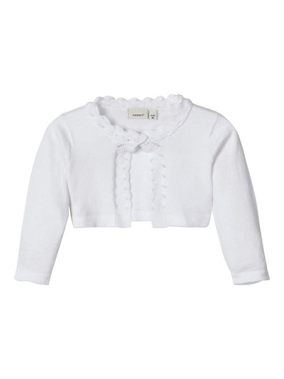 Name it Baby Girl Knitted Bolero Cardigan White & Pink