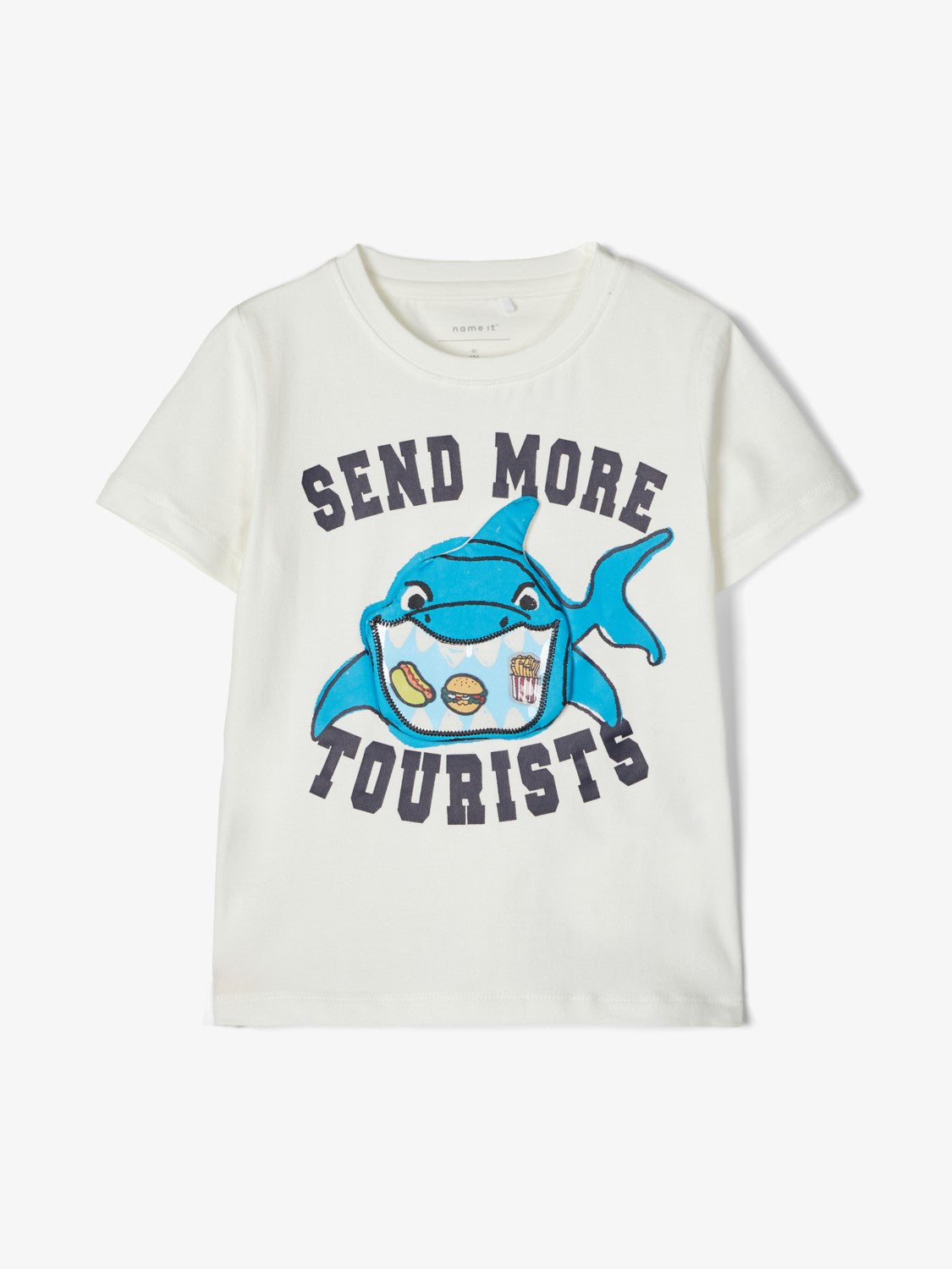 name it toddler boys white short sleeve t-shirt with shark graphic