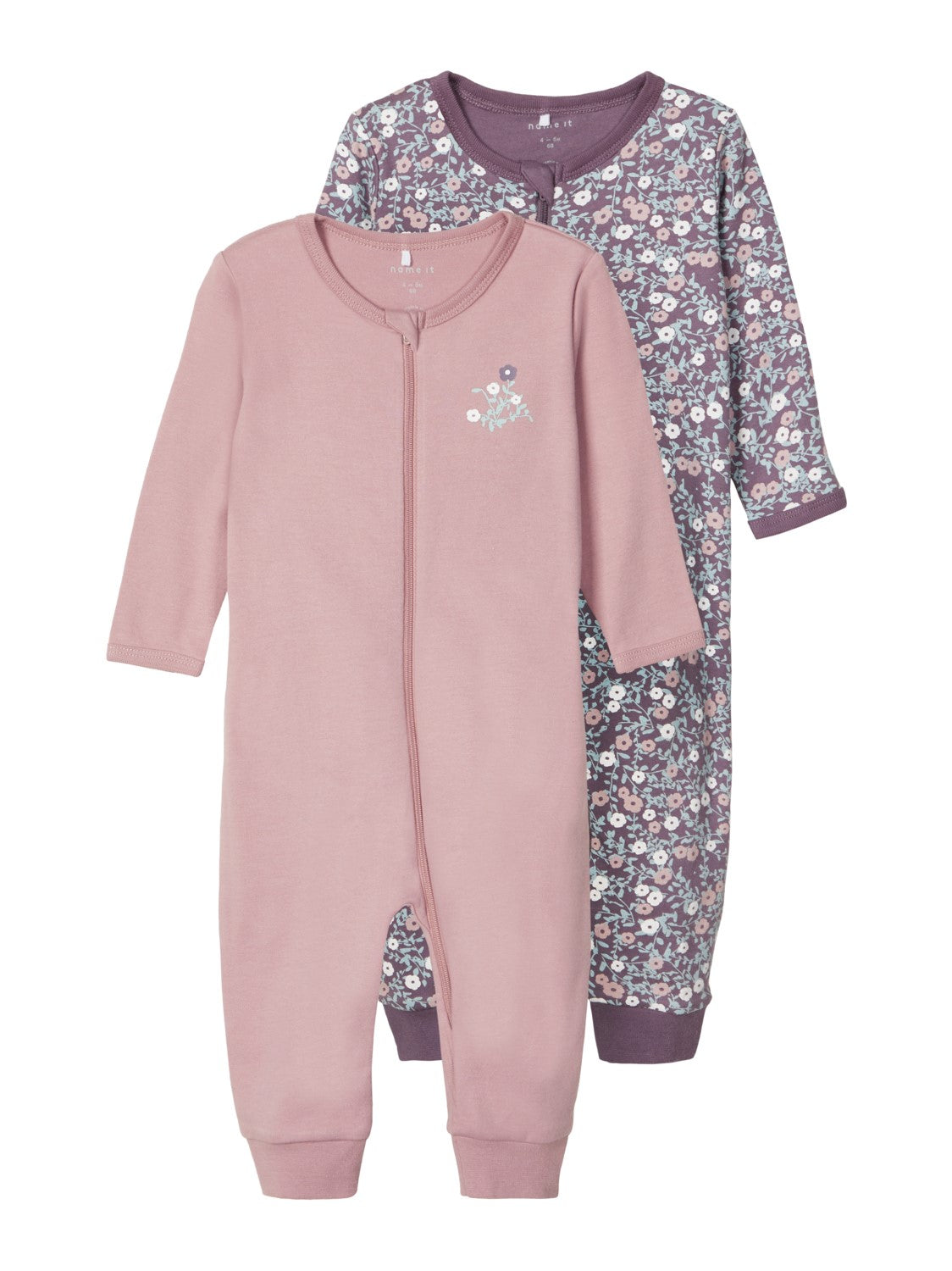 Name it Baby Girl 2-Pack Zip-Up Babygrows / Nightsuit