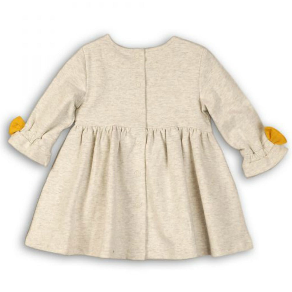 Minoti Baby Girl Long Sleeved Knitted Dress with Mustard Bows