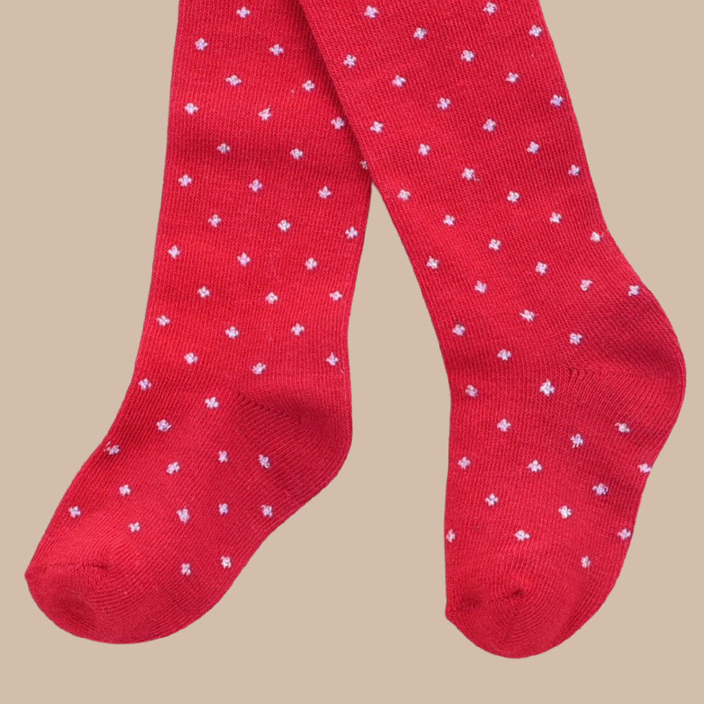 PEX Girls Red Tights with Silver Twinkle Dot