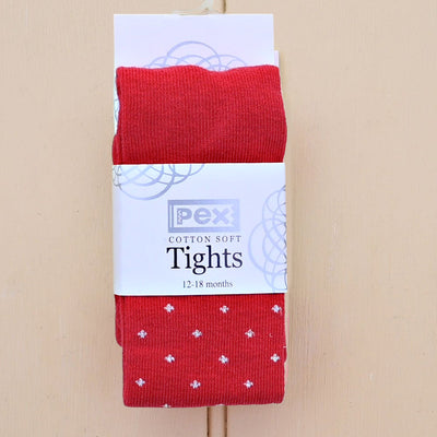 PEX Girls Red Tights with Silver Twinkle Dot