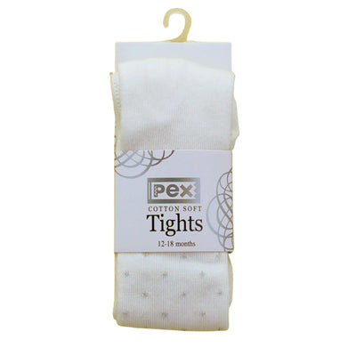 PEX  Girls Ivory Tights with Silver Twinkle Dot