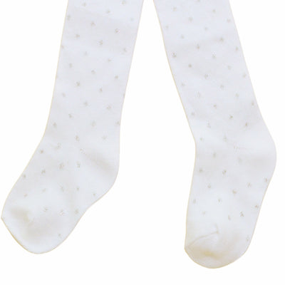 PEX  Girls Ivory Tights with Silver Twinkle Dot